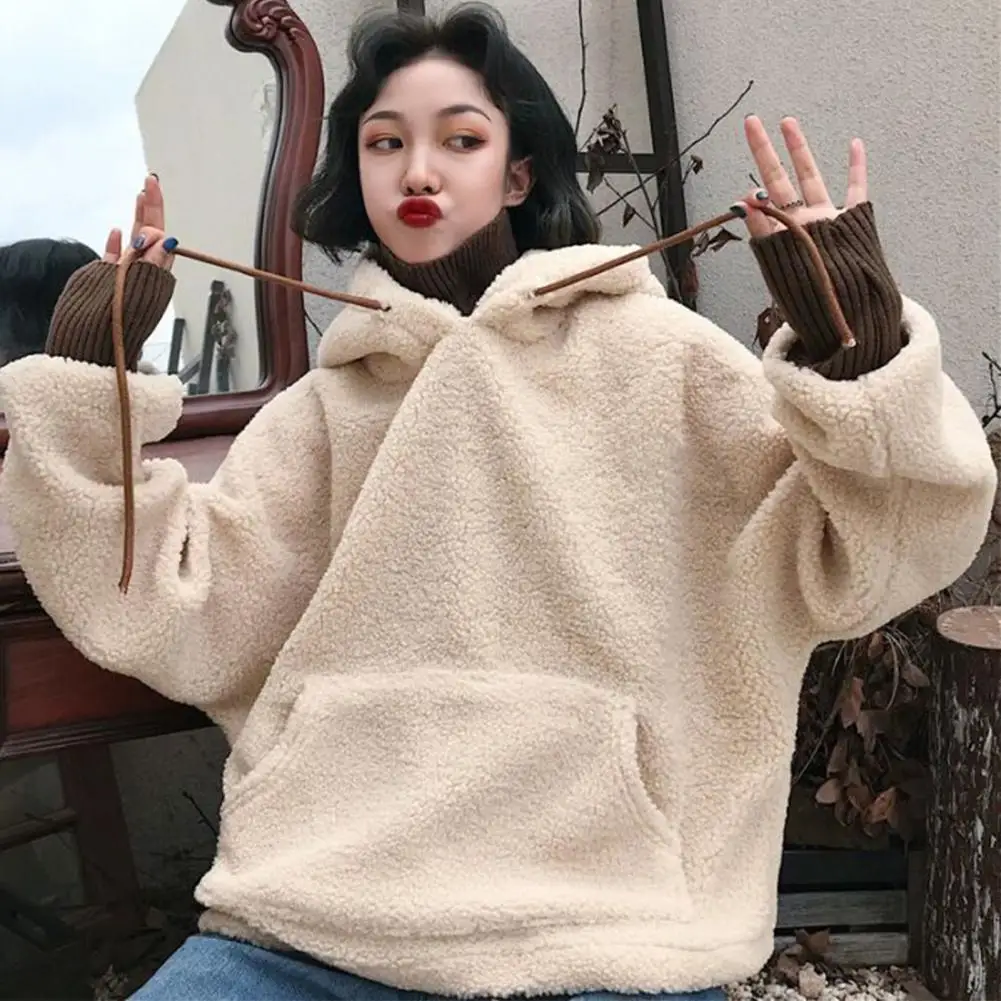 2021 Sweatshirts Women Winter Elegant Trendy Leisure Thick Warm Hooded Solid Womens Pullover Students Long Sleeve Ladies Hoodies
