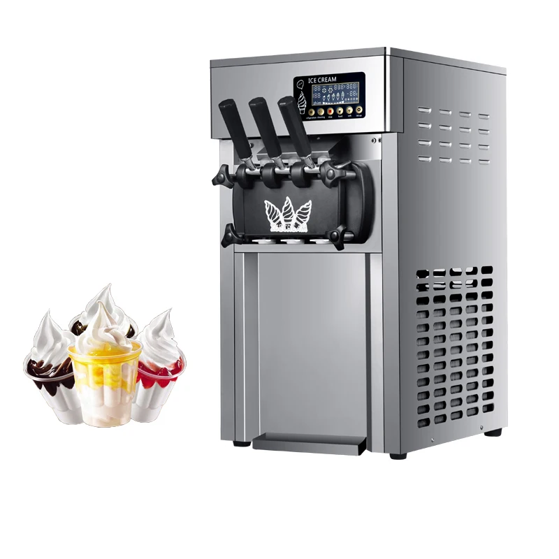 

Hot Sale Three Different Color Table Top Mini Soft Ice Cream Making Vending Machine 3 Flavors Ice Cream Maker With Free Shipping