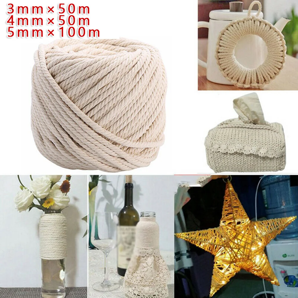 3/4/5 мм витой шнур из натурального хлопка ручной работы макраме | Дом и сад