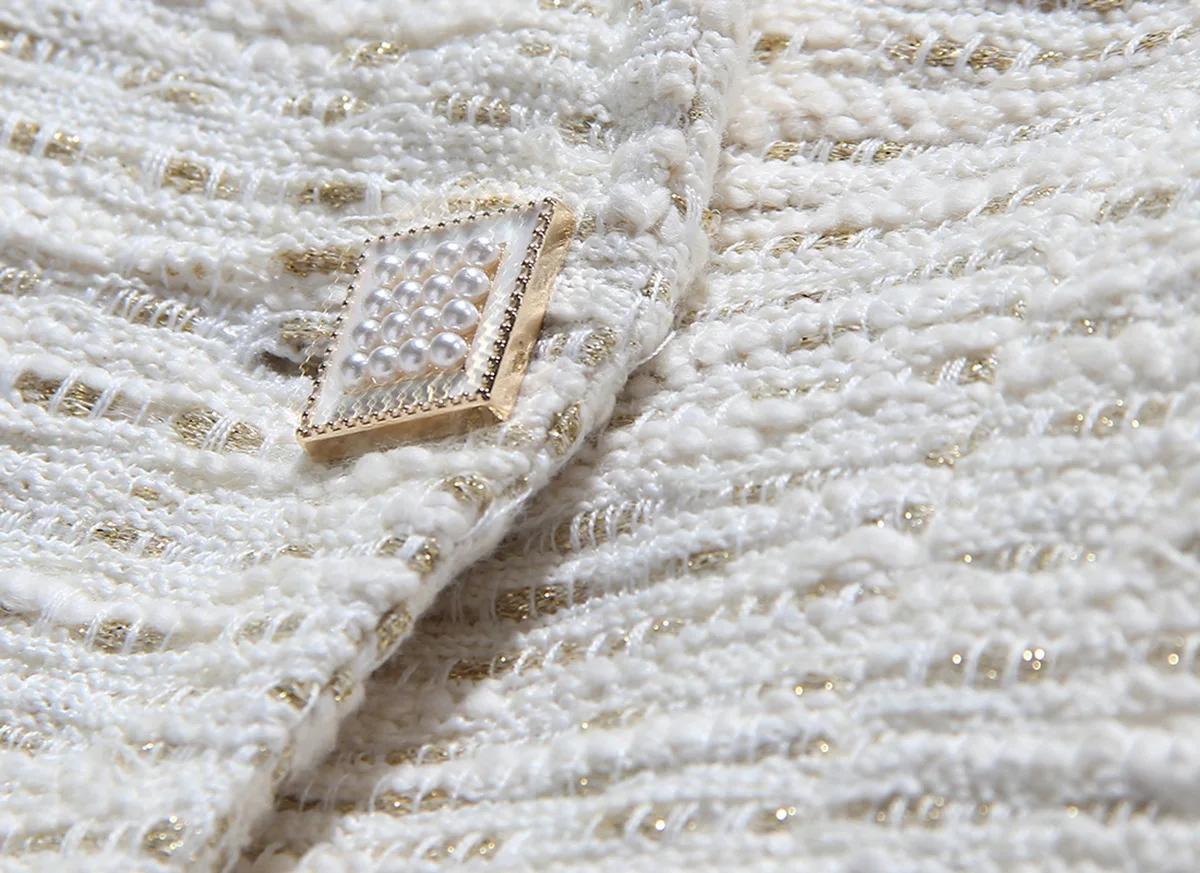 Женское шерстяное пальто GetSpring двубортное твидовое с рукавами-фонариками