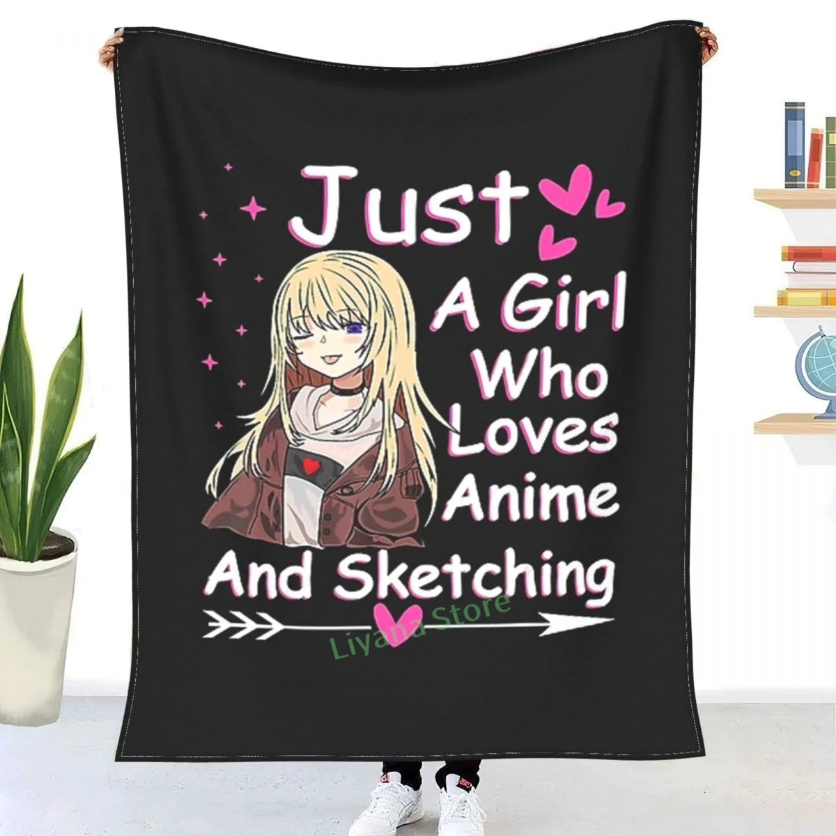 

Kawaii Anime Girl Just A Girl Who Loves Anime And Sketching Throw Blanket 3D printed sofa bedroom decorative blanket children