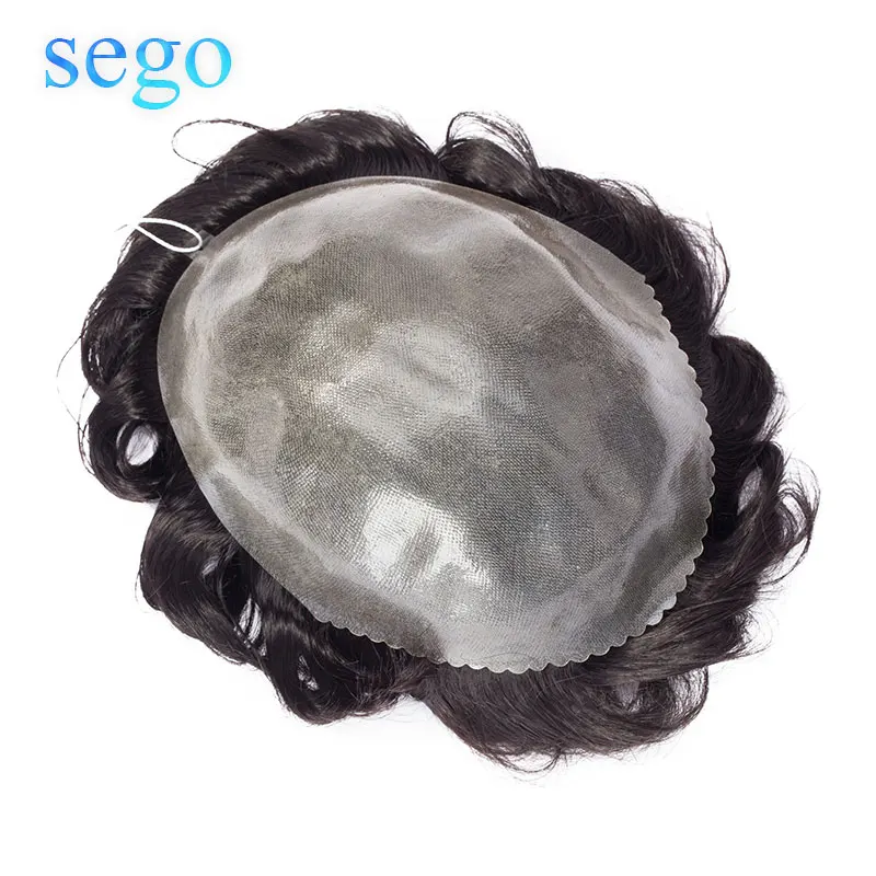 SEGO 8 ''x 10'' плотность 130% тонкая кожа PU мужской парик натуральный волос человеческие волосы парик заменить мужчин t система не Реми индийские волосы