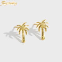 fengxiaoling real 925 sterling silver freshness beauty coconut tree stud earrings for women fine jewelry cute accessories gift