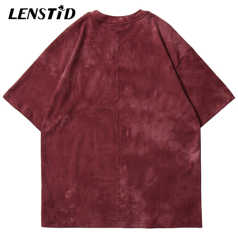 LENSTID 2020 хип-хоп Футболка с принтом Tie Dye Мужская Уличная диких лошадей Harajuku летняя