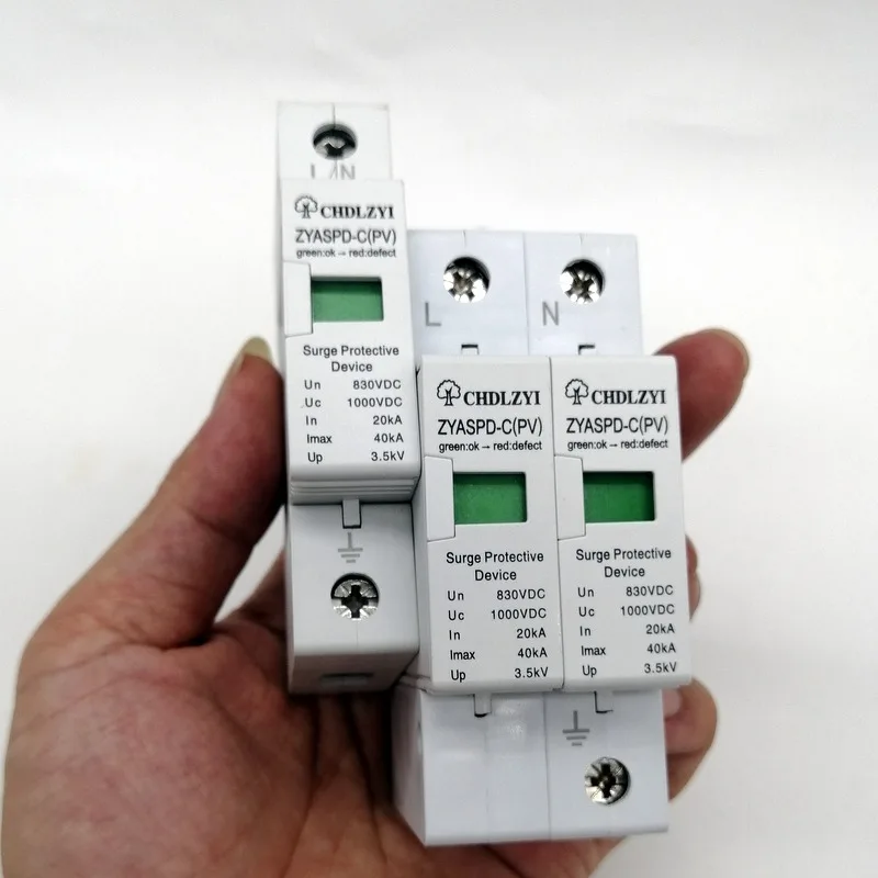 PV 1000V 800V 500V 20KA~ 40KA 3P SPD House Защита от перенапряжения защитное Низковольтное предохранительное устройство 35 мм din-рейка