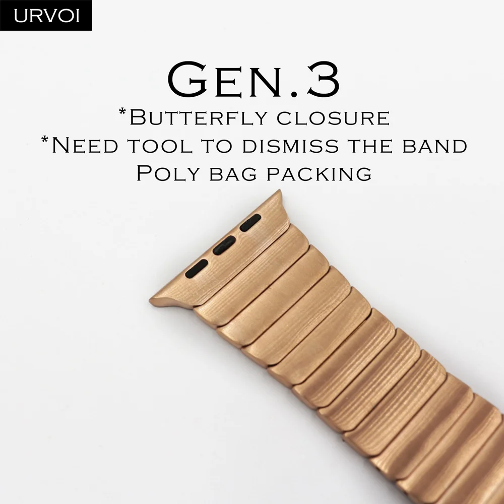 Rose Gold Gen.3rd URVOI ремешок для apple watch 4 5 3 2 1 соединяющий ремешок браслета для iWatch 42 44 мм высокого качества из нержавеющей стали регулируемый ремешок Gen.6th - Цвет ремешка: Rose Gold Gen.3rd
