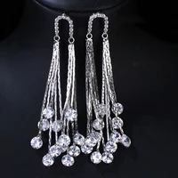 gmgyq elegance tassels white gold color cubic zirconia crystal earrings for women wedding party jewelry gift