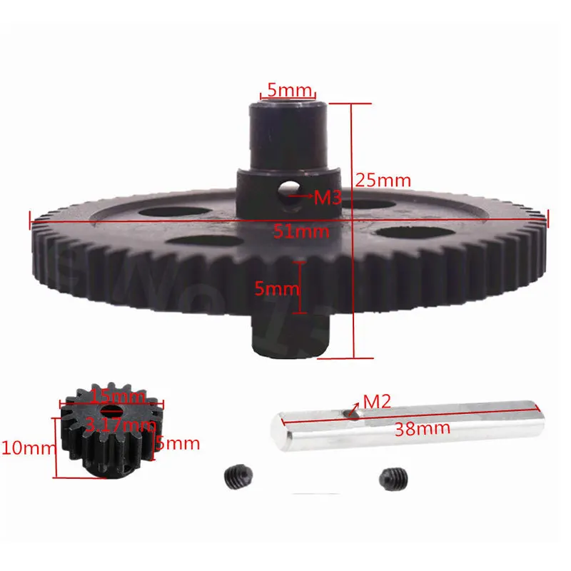 

Wltoys 12428-BC RC Car Metal Gear 0088 Motor Gear 0015 Reduction Gear 62T & 17T Upgrade Accessories