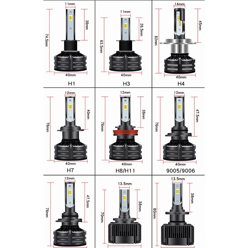 

2PCS LED 10000LM Tricolor Car Headlight Bulbs H1 H3 H4 H7 H8 H9 H11 Headlamps Kit 9004 9005 HB3 9006 HB4 9007 Auto Lamps 6000K