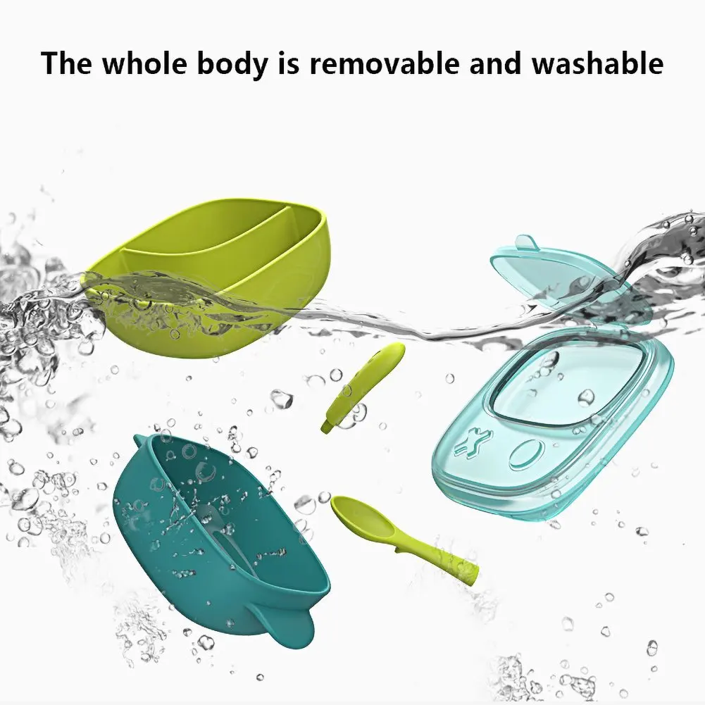 

Baby Cartoon Tableware Kids Feeding Dishes Children's Dinnerware Set With Spoon Double Layer Home Anti-hot Training Plate