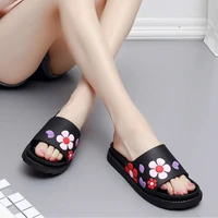 new summer female home slippers casual indoor thick bottom flat with flower non slip ladies house slides women bathroom shoes