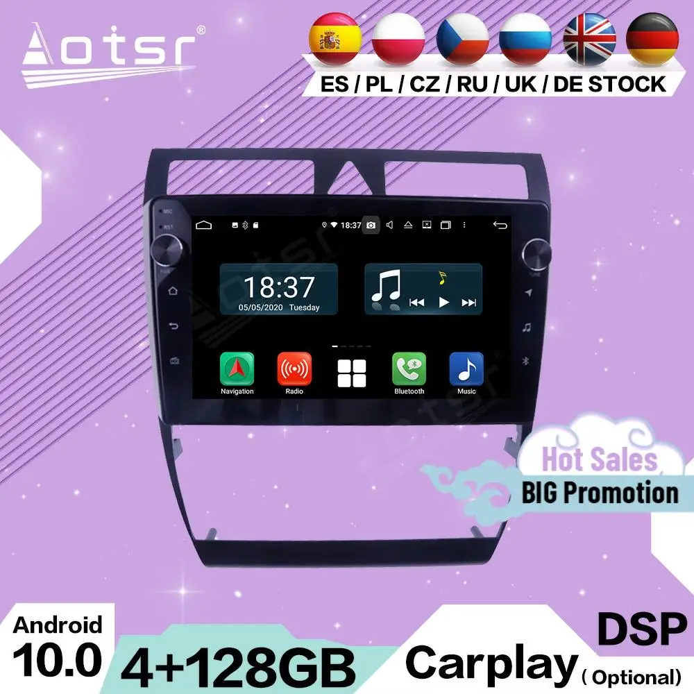 

128G Carplay Мультимедиа Стерео Android для Audi A6 1998 1999 2000 2001 2002 2003 2004 2005 2006 GPS IPS радио приемник головное устройство