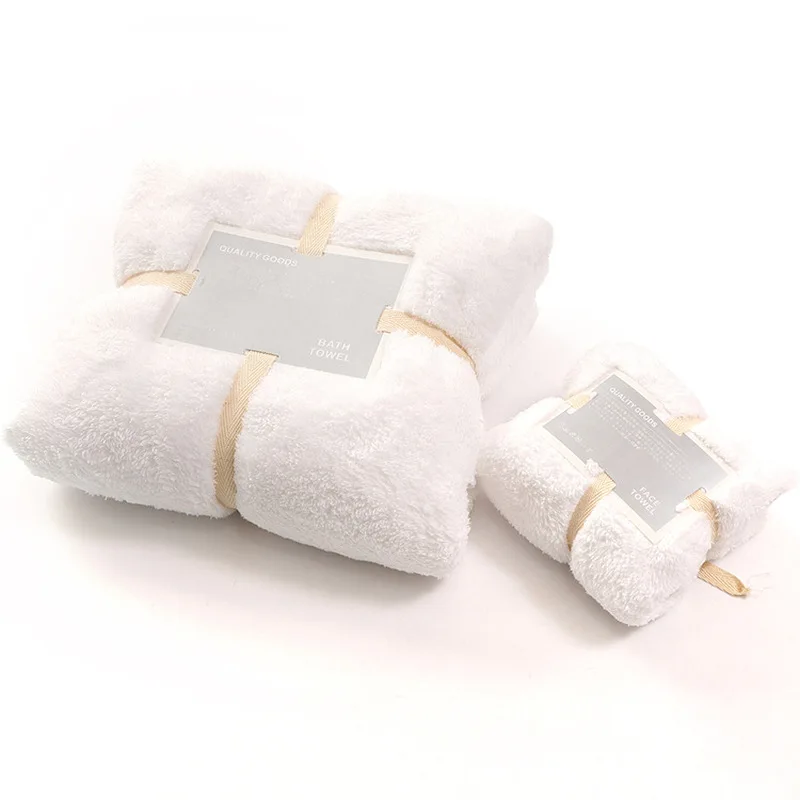 Super Absorbent Coral Fleece Towel Two-piece Sets Adult Children Soft Towels Bathroom Quick-drying Bath | Дом и сад