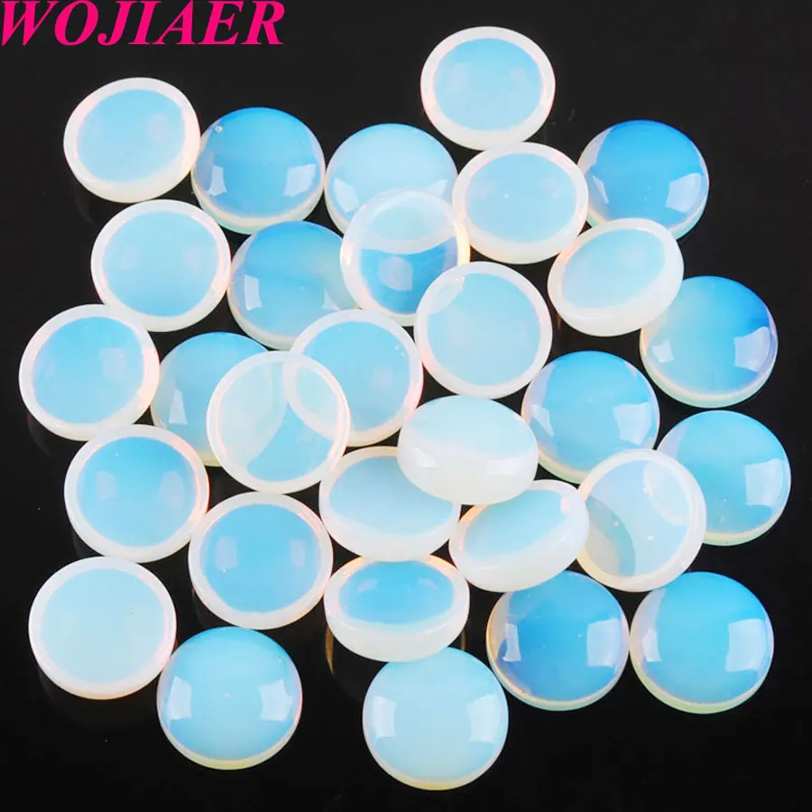 White Opal Loose Gem Stones Round Cabochon Beads Natural Stone Healing Bead Fit for Women Men DIY Handmade Jewelry 50PCS PU8227 | Украшения