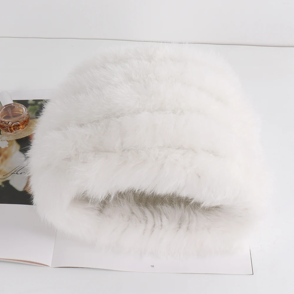 2022 русские женские вязаные эластичные шапки из натурального кроличьего меха