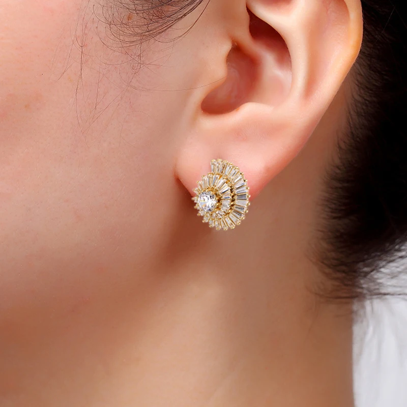 Модные минималистичные серьги сверкающие и креативные женские Спиральные