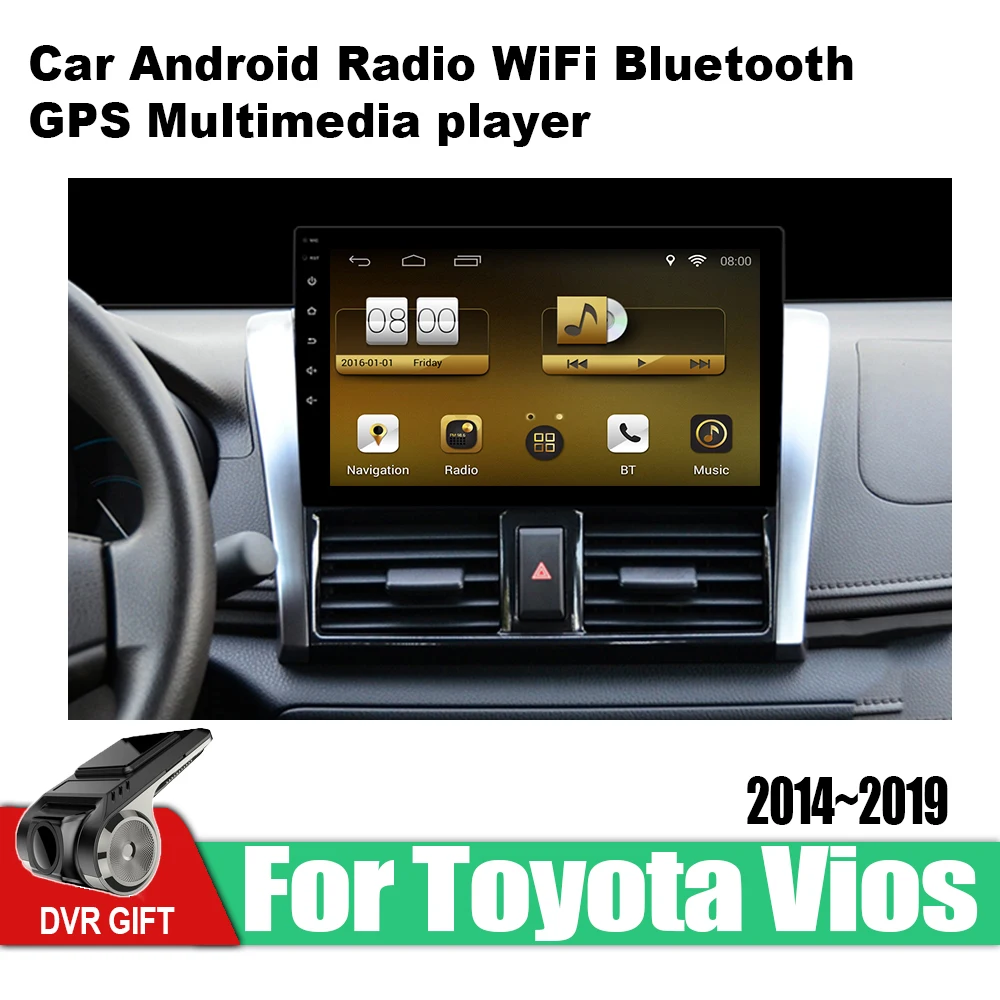 Автомобильный gps мультимедийный плеер для Toyota Vios 2014 2015 2016 2017 2018 2019 автомобильный