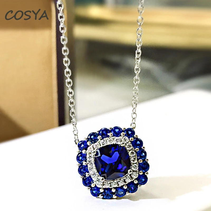 

COSYA реальные 925 пробы серебро Геометрические Квадратные 7*7 мм с высоким содержанием углерода со стразами элегантные для женщин Обручение ве...