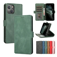 luxury retro wallet leather case for iphone 13 12 11 pro max xr xs se 2020 7 8 plus flip cover solid color business cards fundas