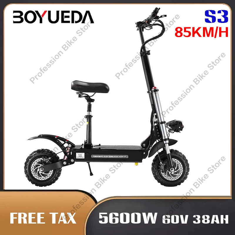 

Электрический скутер BOYUEDA S3, складной, для взрослых, 5600 Вт, 60 в, 38 Ач, колеса 11 дюймов, 85 км/ч