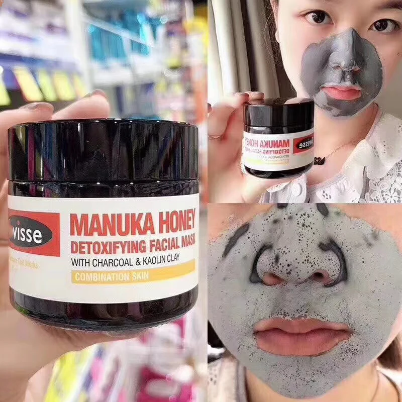 Медовая детоксикационная маска для лица с древесным углем каолиновая глина