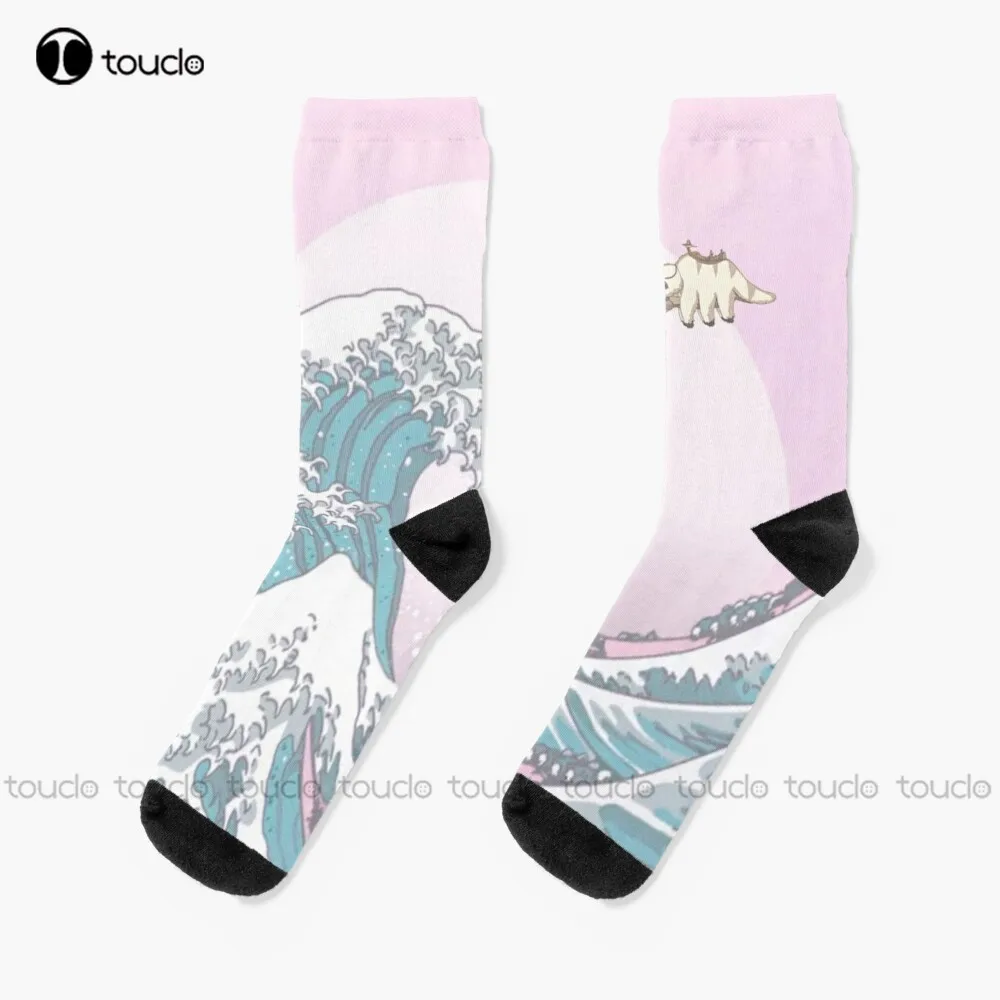 

The Great Appa Appa The Great Wave Avatar Japanese Anime Socks Youth Black Soccer Socks Personalized Custom 360° Digital Print