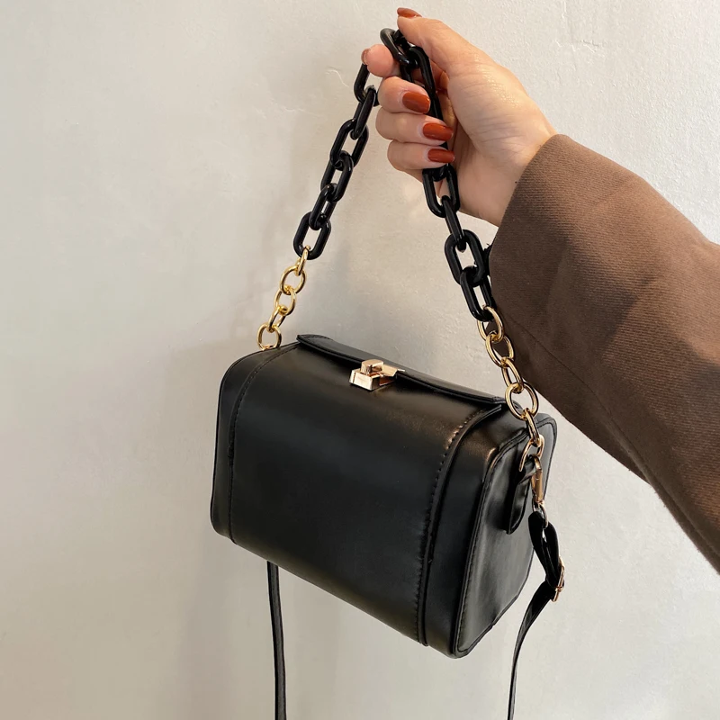

High quality female bag mini soft PU travel luggage female luxury square shoulder bag fashion girl big chain small handbag purse