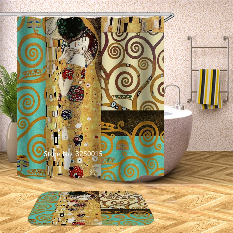 

European and American Landscape Animal Shower Curtain Toilet Shower Room Bathroom Partition Waterproof and Mildew Proof Hook
