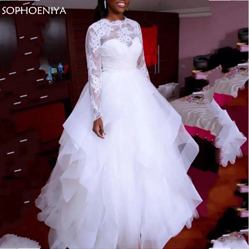 

New Arrival High Collar Wedding Dresses Ball Gown Tulle Lace Bridal Dress Vestido De Noiva Dubai Wedding Gown Robes de Soire