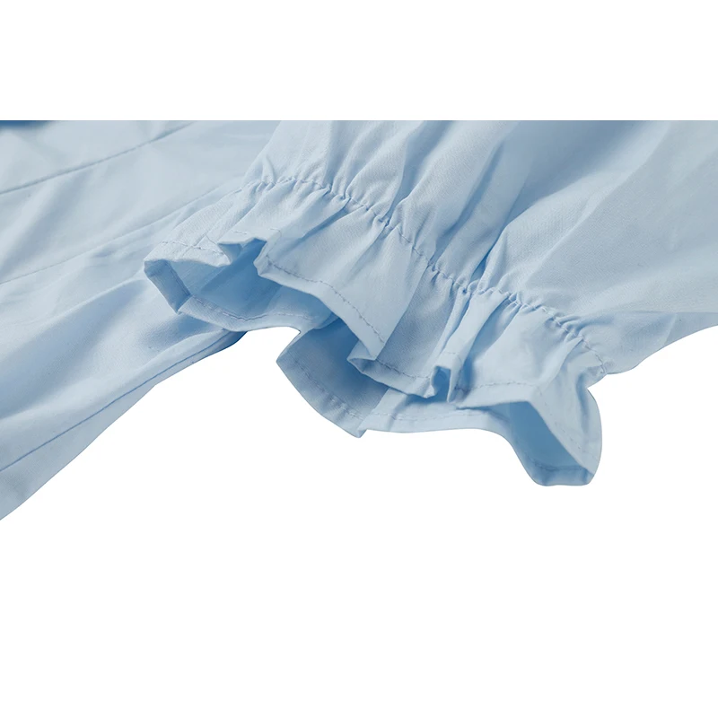 Летнее женское Элегантное повседневное мини-платье с голубым отворотом