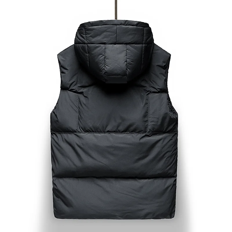 

Fashion Cotton Black Hooded Vest Male Sleeveless Jacket Mens Casual Plus Size Slim Thick Boys Vest Winter Waistcoat Men 3xl 4xl