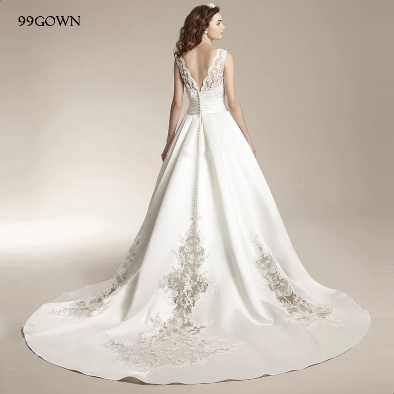 99GOWN 2019 роскошное атласное свадебное платье сексуальное с открытой спиной на