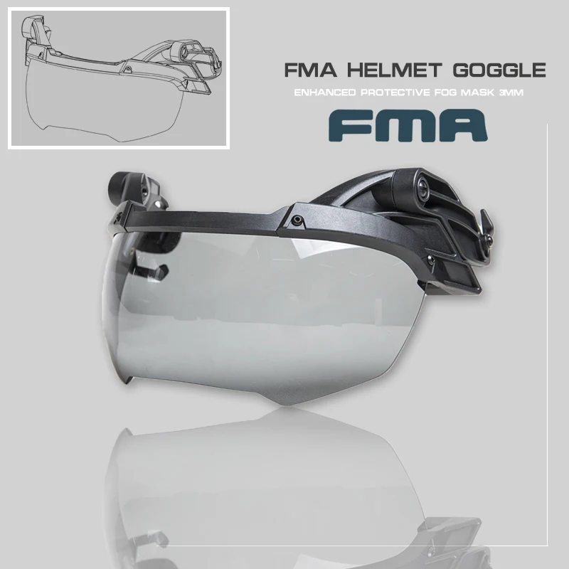 

Горячие FMA 3 мм шлем ОП очки Анти-туман линзы защитная маска для тактической быстрой маски-шлемы BK/DE/FG TB1297