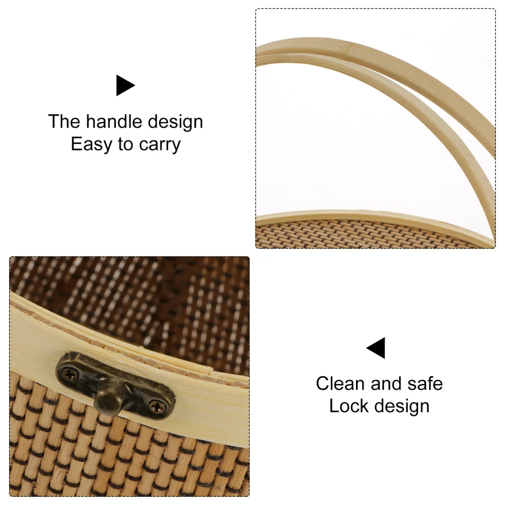

1 Pc Fruit Basket Household Sundry Basket Woven Dry Food Basket with Lid )