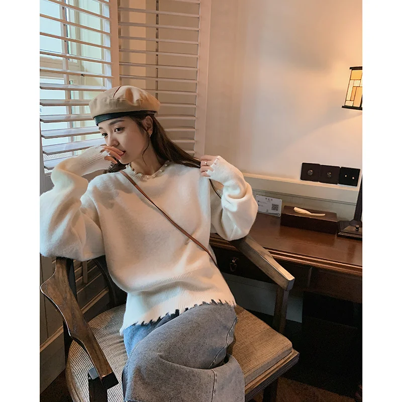 

Knitted Sweater Gentle Sweater Women's Loose Outer Design Sense Niche Top