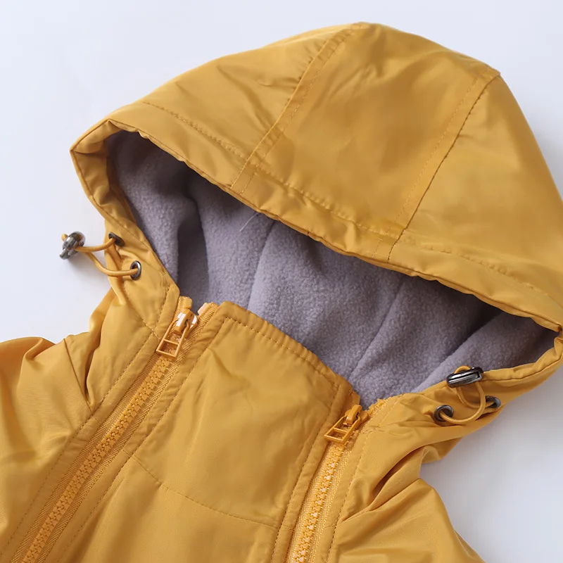 IYEAL/Детская ветрозащитная куртка с капюшоном для мальчиков пальто на флисовой