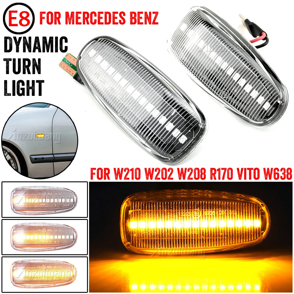 

2 pieces Led Dynamic Side Marker Turn Signal Light Sequential Blinker Light For Mercedes BENZ W210 W202 W208 R170 Vito W638