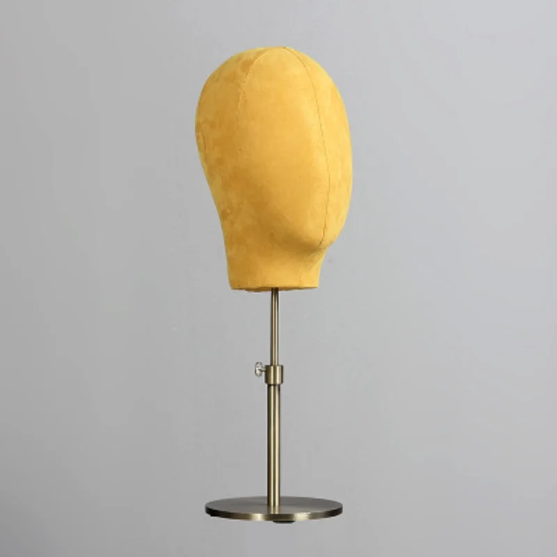 

Female Yellow Fabric Covered Mannequin Head With Metal Base For Display