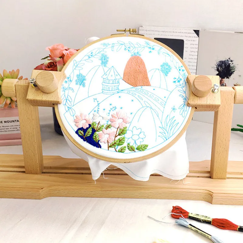 

Wood cross stitch frame, Ring-shaped adjustable flip embroidery frame, Desktop Cross Stitch Frame Embroidery Assistant