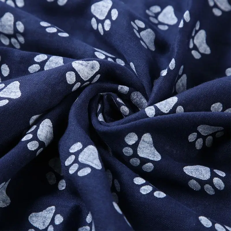 

Women Spring Cute Puppy Dot Paw Print Long Scarf Shawl Wrap Fringe Tassels Trim Solid Color Blanket Outdoor Casual Neck Warmer