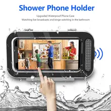Wall Mounted Shower Phone Holder Waterproof Self-adhesive Holder Touch Screen Bathroom Phone Shell Shower Sealing Storage Box
