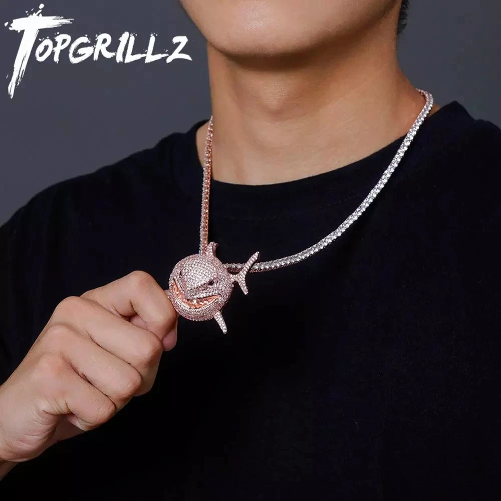 TOPGRILLZ подвеска в форме акулы маленького размера ожерелье с подвеской из