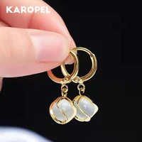 new 925 sterling silver female earrings sweet moonstone opal stud earrings for women ear jewelry