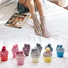 Милые носки из кораллового флиса, женские милые Веселые носки с красочным принтом, зимние утепленные мягкие удобные дышащие носки
