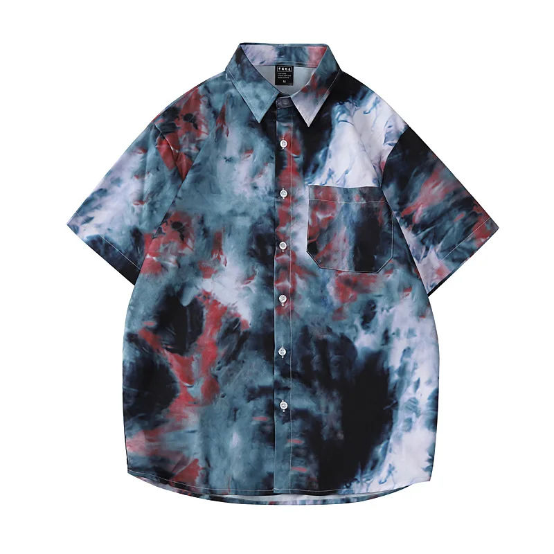 

2021 New Vintage short sleeve shirt men's summer trend loose chic Hawaiian Flower shirt