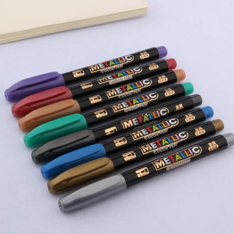 

8pc set metalli color Pen Art Marker brush pen mark write Stationery Student Office school supplies Calligraphy pen