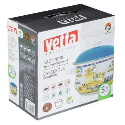 VETTA Bread Casserole enamel 24cm 5.0L Kitchen supplies Soup Stock Pots Cookware Dining Bar Home Garden | Дом и сад