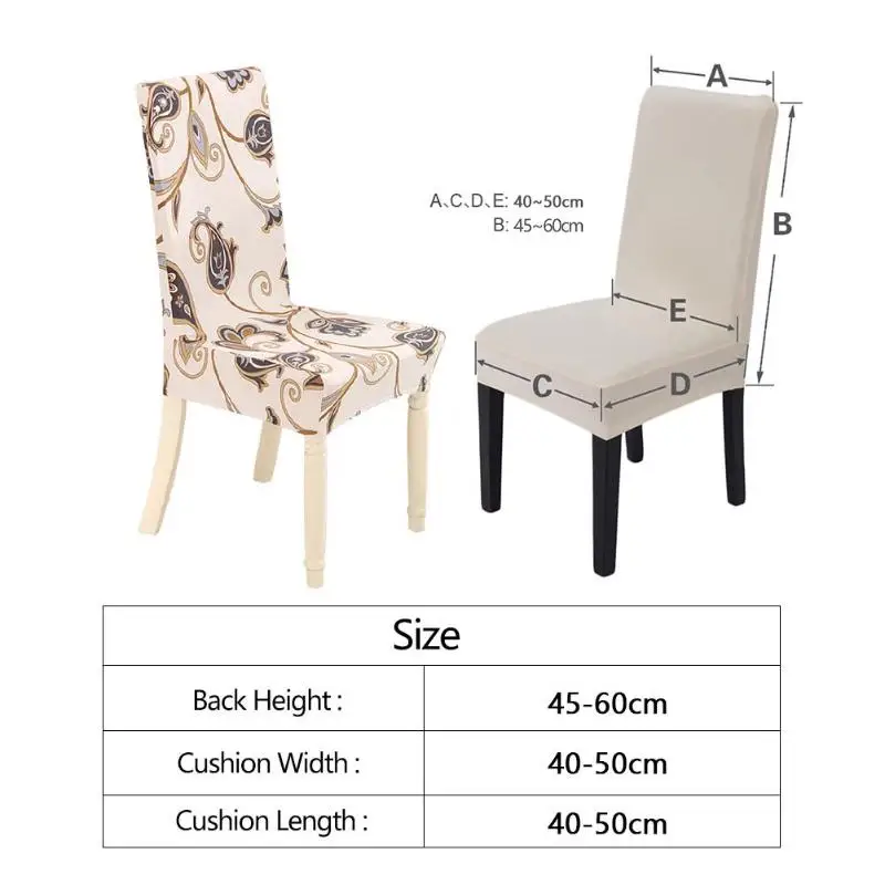 

Elastic Beige Flower Style Thin Dining Chair Cover Banquet Party Home Decor