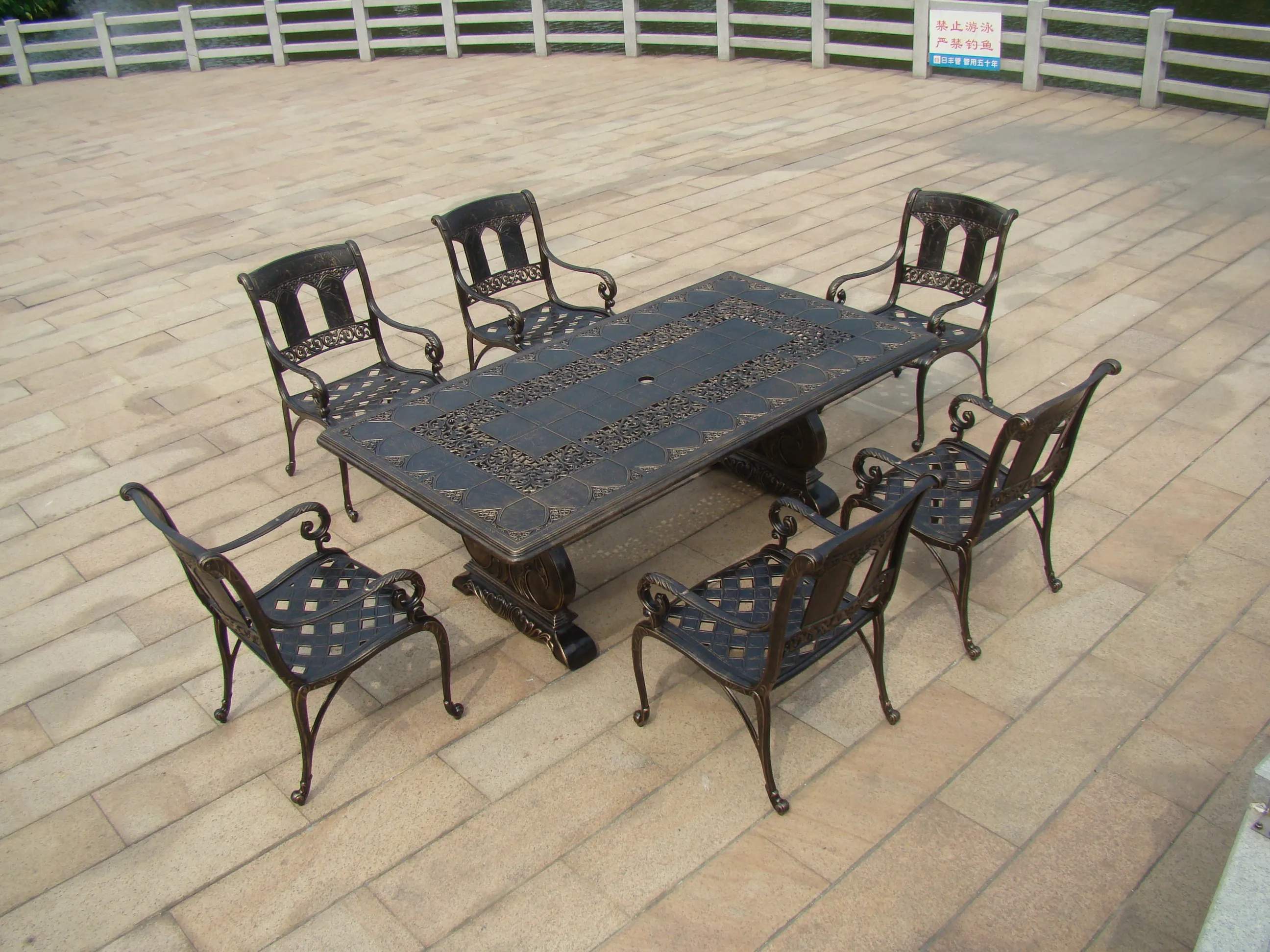 Лидер продаж стол и стул из литого алюминия 7/5 предметов уличная мебель морская