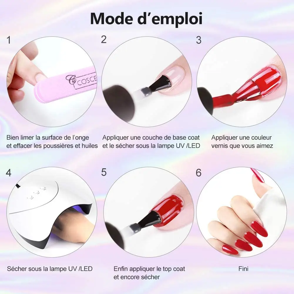 

Semi Permanent 10 Colors Gel Nail Polish Kit with 36W UV / LED Lamp Top Base Coat Gel Nails Kit Rhinestones Decorations